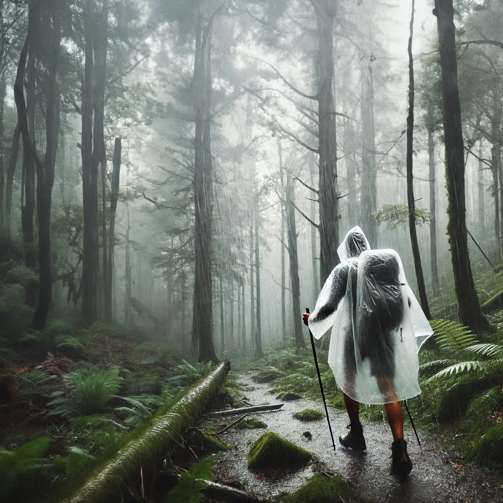 Disposable Clear Rain Poncho with Hood, Compact, Emergency Use, Pack of 4