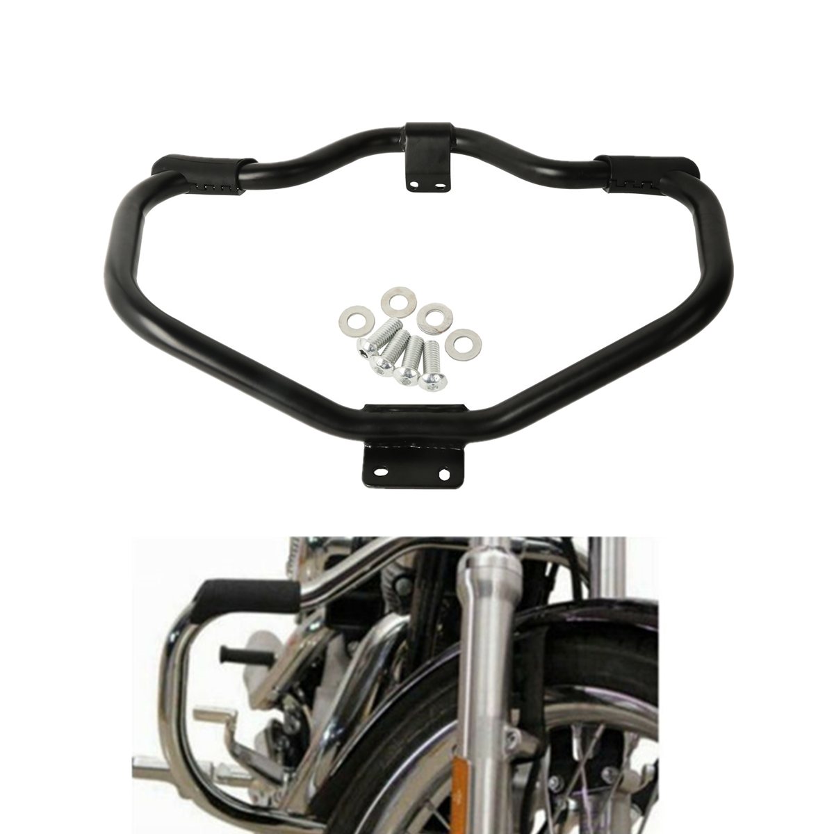 Black Engine Guard Highway Crash Bar For Harley Sportster 883 1200 XL XR 2004-22