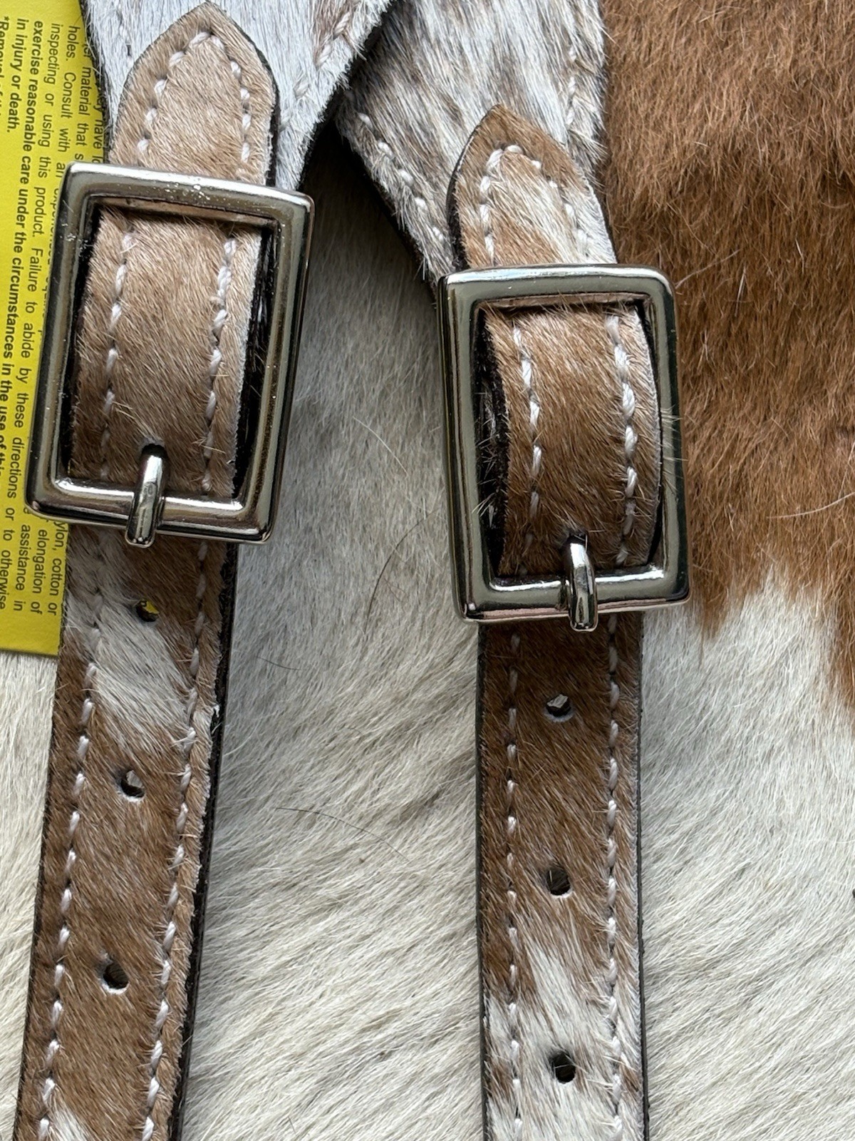 Adult Size Pair Of Genuine Hair On Cowhide Leather Western Spur Straps