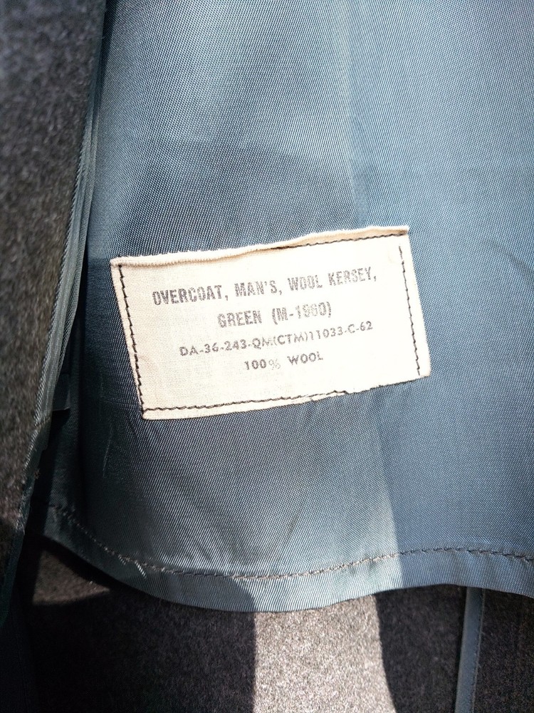 Wool Vintage Army Overcoat, Excellent Condition