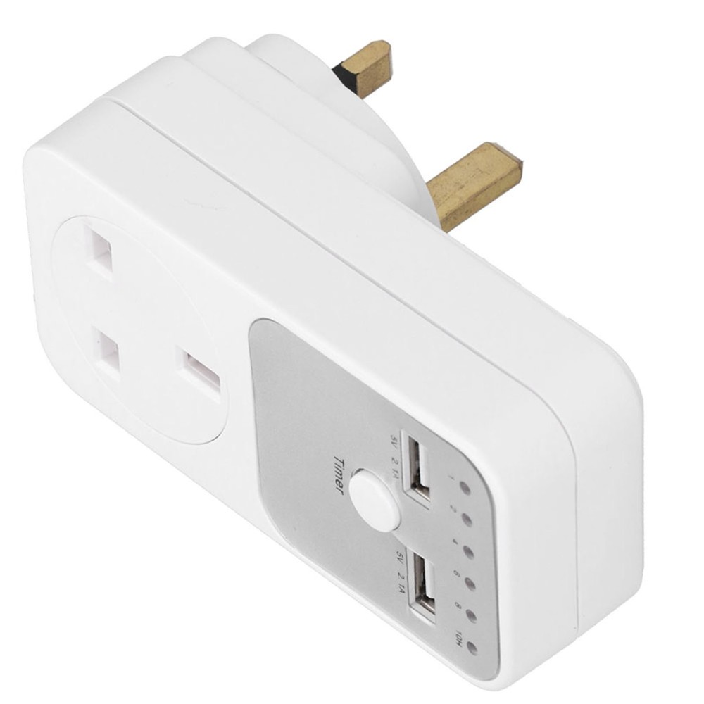 Digital Countdown Timer Socket With USB Ports For Home Appliances Energy Saving