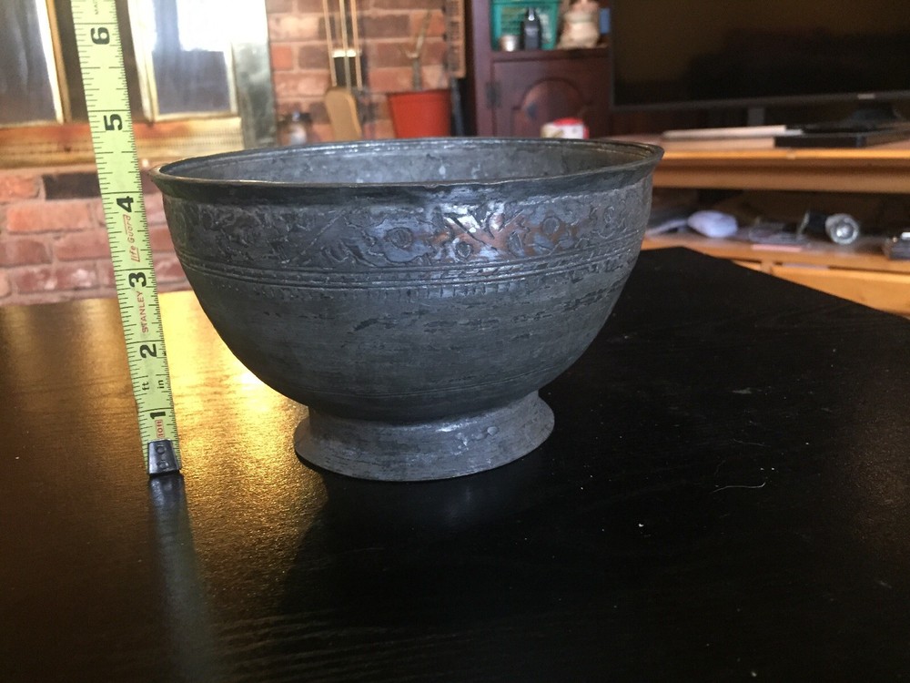 Antique Middle Eastern Tinned Copper Bowl