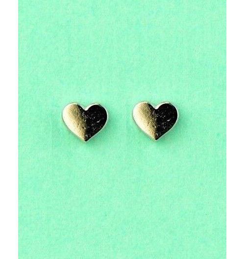 14K Solid White Yellow Gold Heart Shape Stud Earrings
