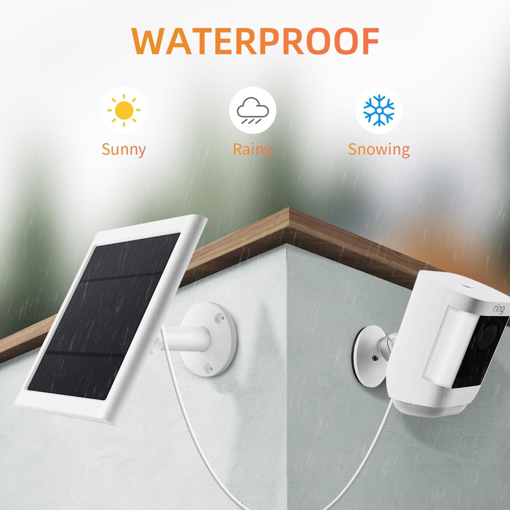 Solar Panel for Ring Camera, 2 Pack 4W Charger 2pc, White 2PCS
