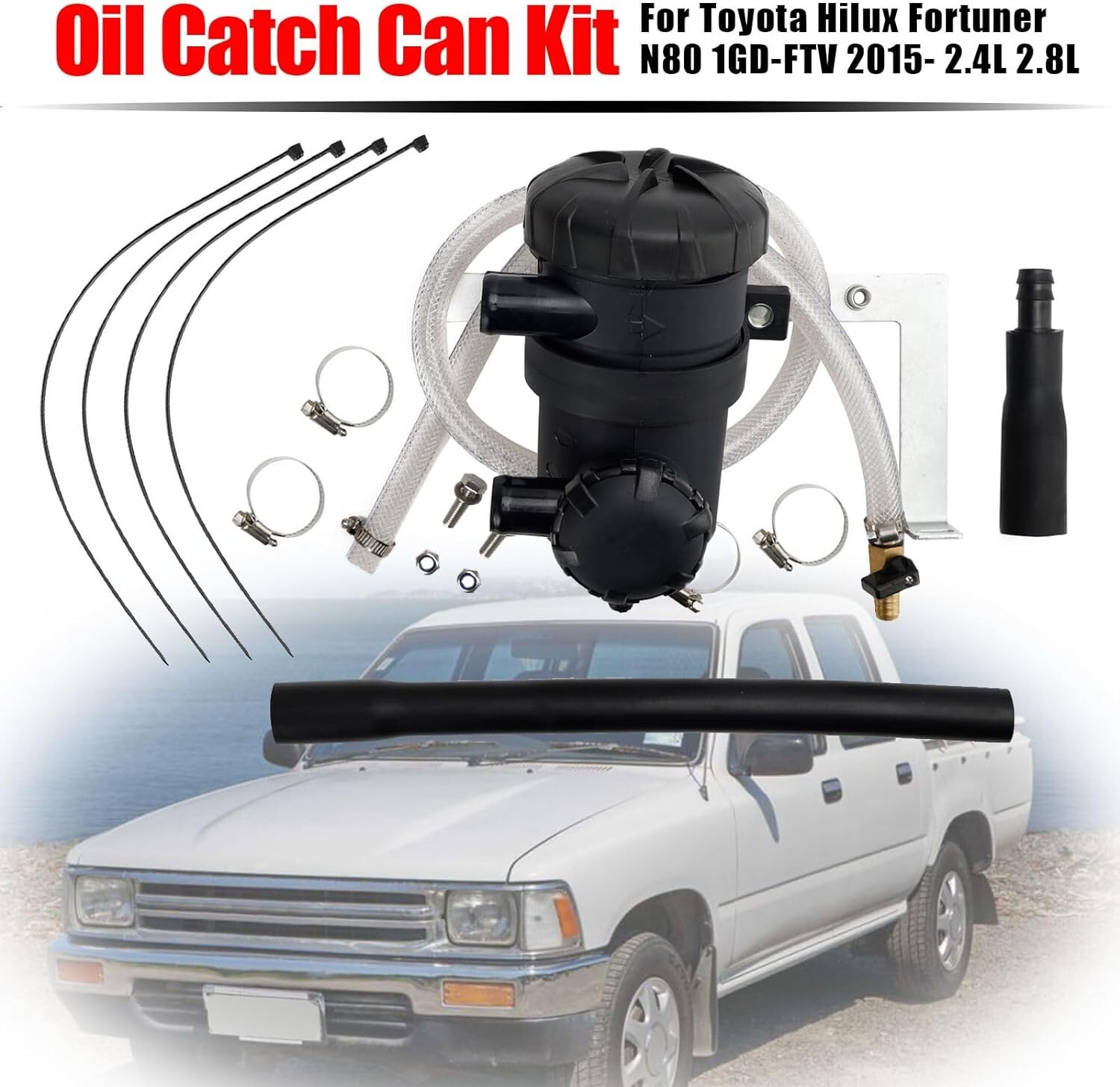 Oil Catch Can Kit Fits Toyota Hilux Fortuner 1GD-FTV 2015 2.4L 2.8L OS-PROV-12