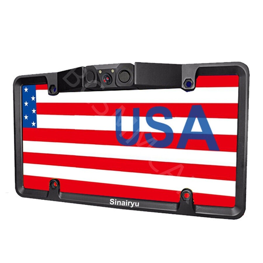 Car License Plate Frame Parking Sensor Radar With 2LED Rearview Backup Camera