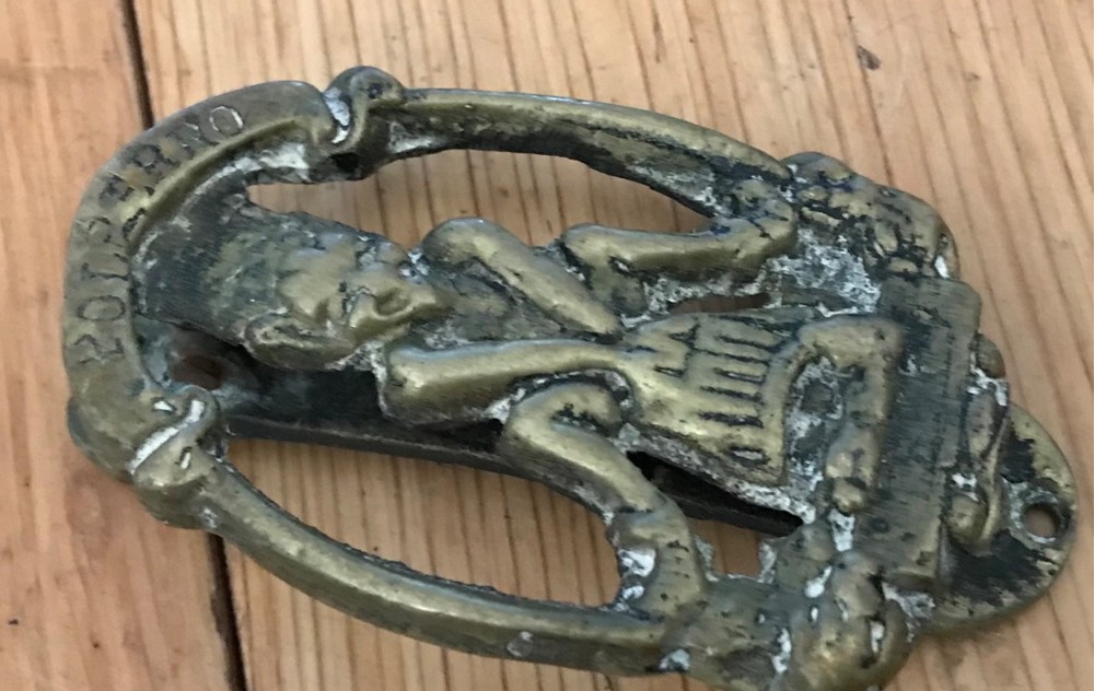 Vintage  Pixie Solid Brass Door Knocker Polperro Cornwall 95mm x 53mm (CD3)