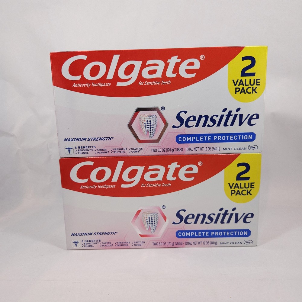 Colgate Sensitive Complete Protection Toothpaste 2 Value Pack Lot of 2 (4 Tubes)