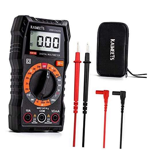 Digital Multimeter with Case, DC AC Voltmeter, Ohm Volt Amp Test Meter KM100