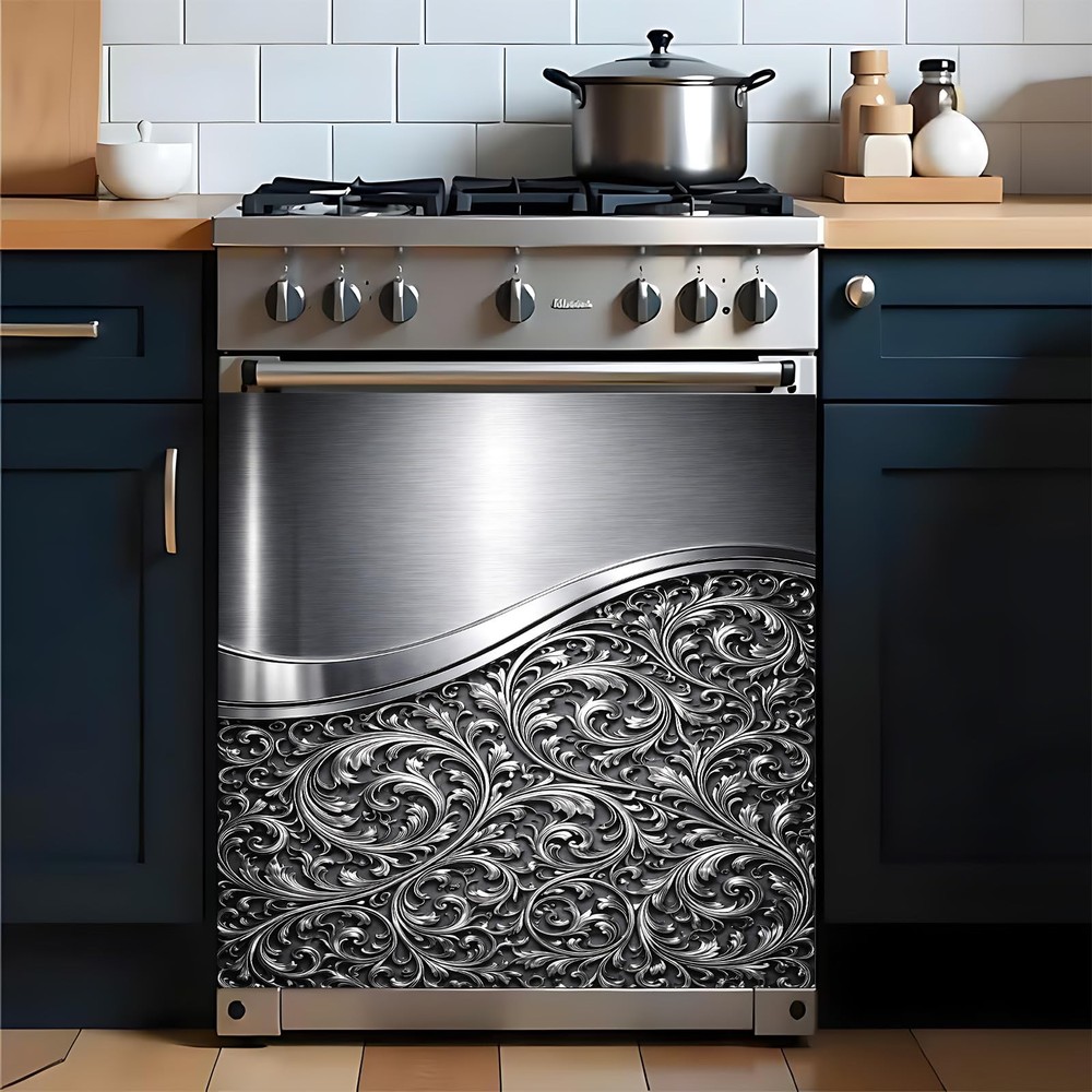 Metal Embossed Cloud Pattern Magnetic Dishwasher Sticker, Creative Kitchen De...