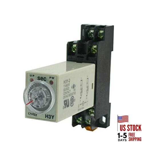 AC 110V Delay Timer Time Relay DPDT 0-60S Second & Base Socket H3Y-2 () AC 110 V