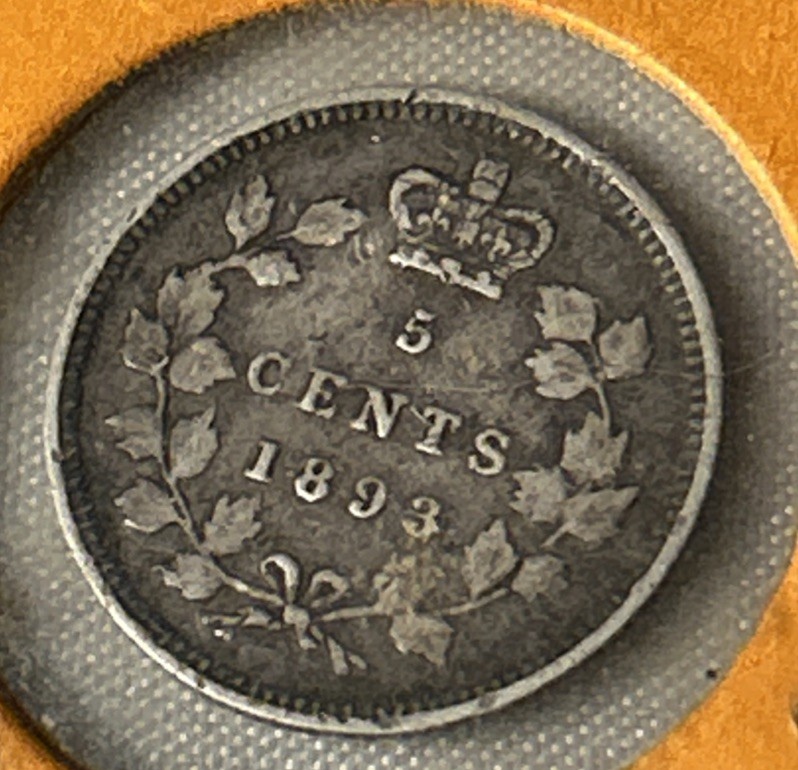 1893 Canada 5 Cents Silver Foreign Coin