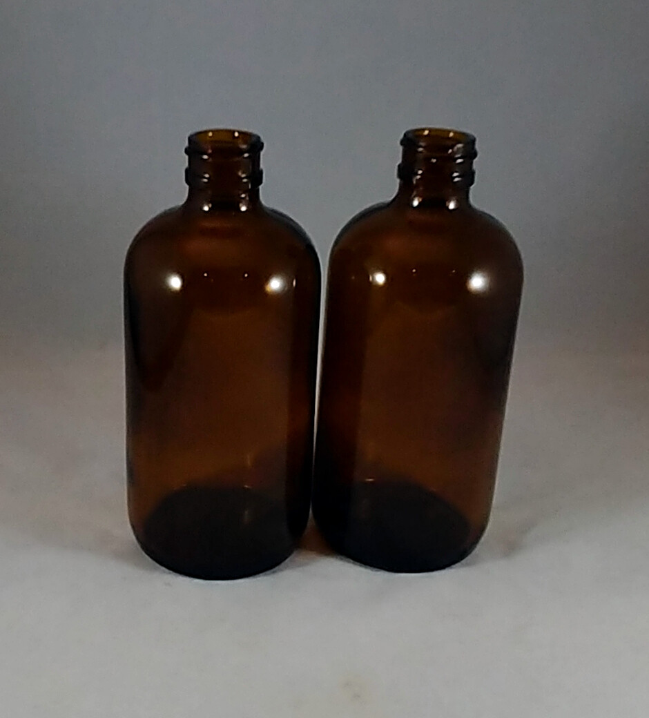 8 oz Amber Boston Round Glass Bottles 24-400,Mult Lot Sizes, Cosmetics,Chemistry