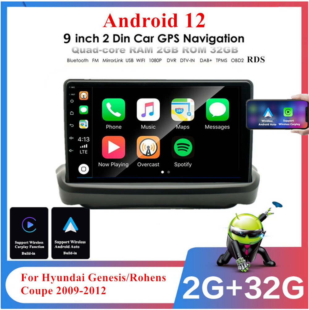 9" Stereo Radio Android GPS Wifi For Hyundai Genesis Coupe 2009-2012 w/ Carplay