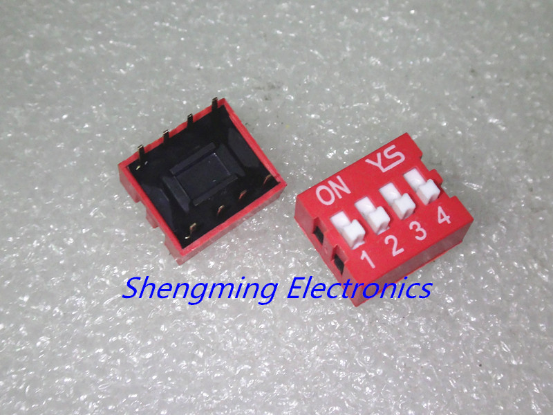 50PCS Slide Type Switch Module 4-Bit 2.54mm 4 Position Way DIP Red Pitch
