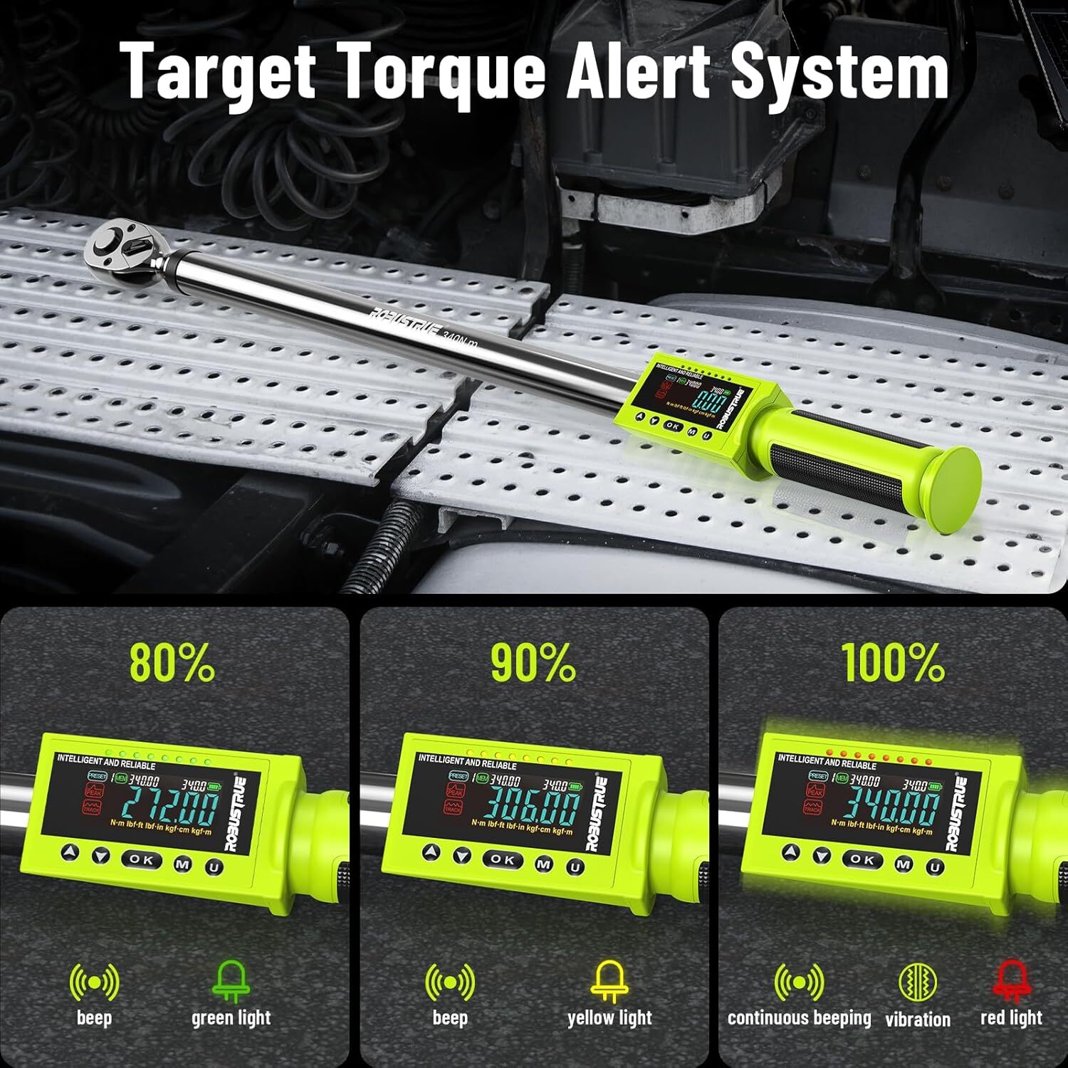 1/2" Digital Torque Wrench 12.5-250.8ft-lb/17-340Nm&±2% Electronic Torque Wrench