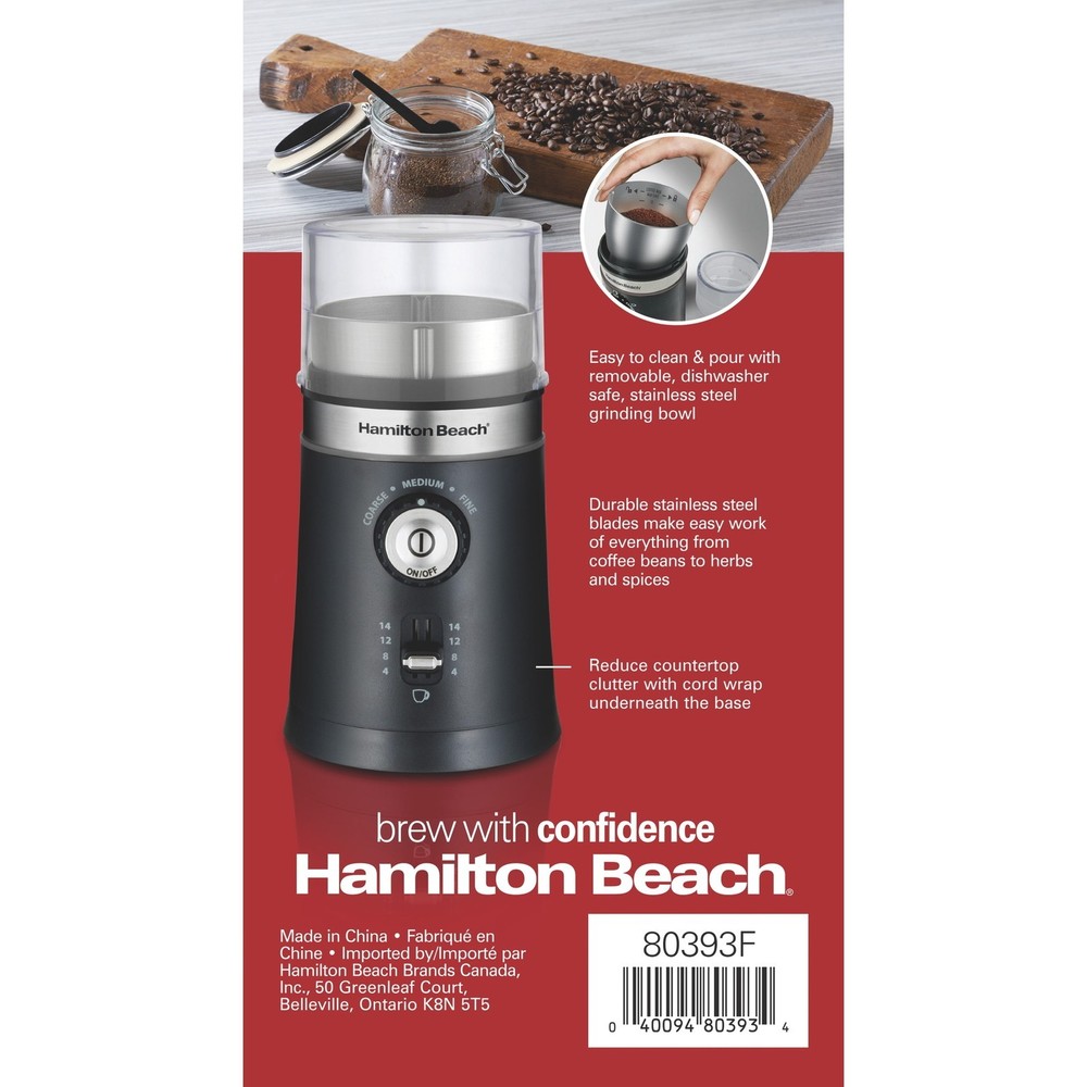 Custom Grind Coffee Grinder Removable Grinding Bowl Adjustable 14 Cups Black