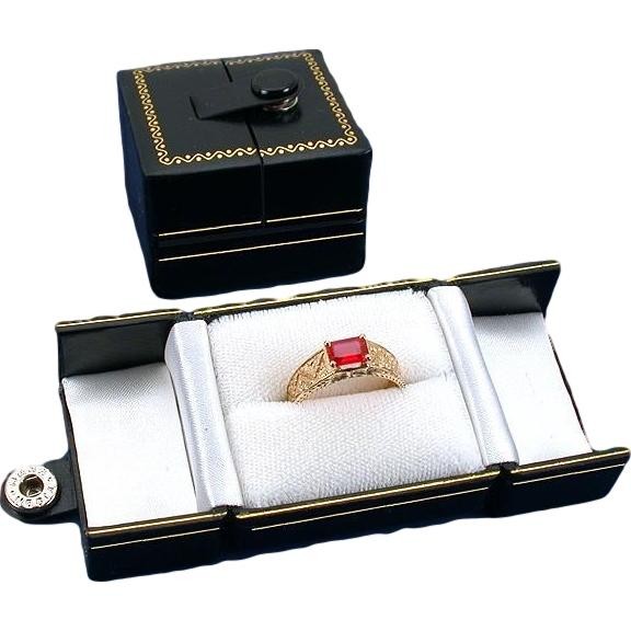 12 Black Leatherette Snap Closure Ring Boxes Displays