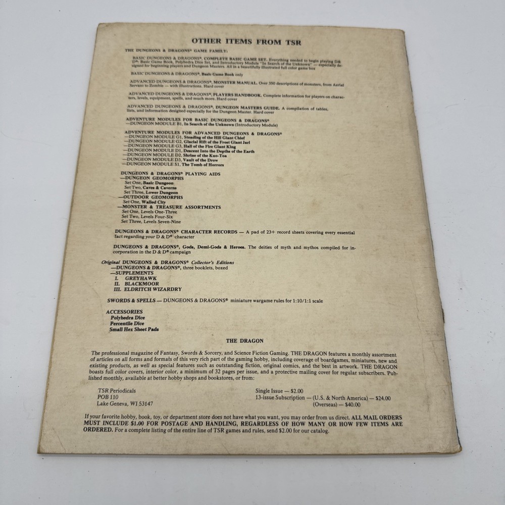 Dungeons & Dragons Basic Set RuleBook 3rd Edition 1979 TSR Games 2001 Gary Gygax