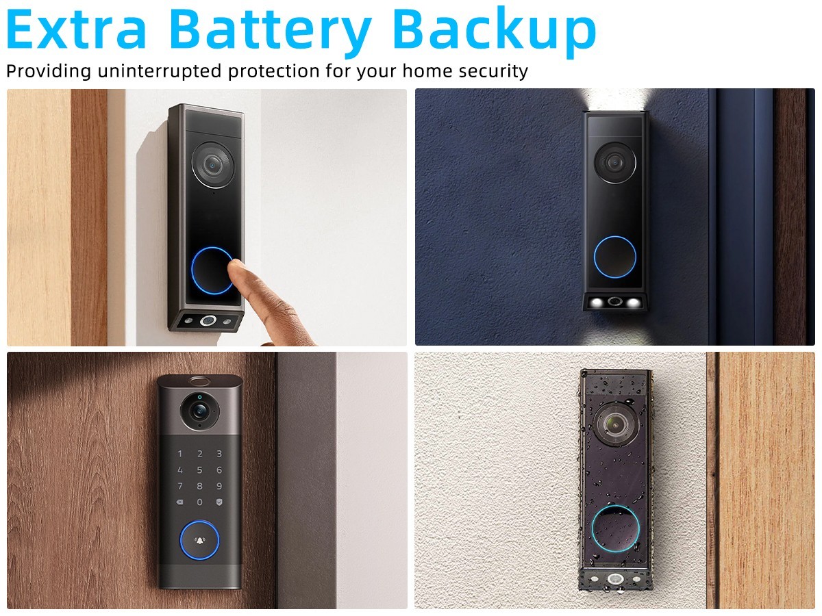2pcs E340 Rechargeable Battery Backup 7000mAh with USB-C for eufy Video Doorbell