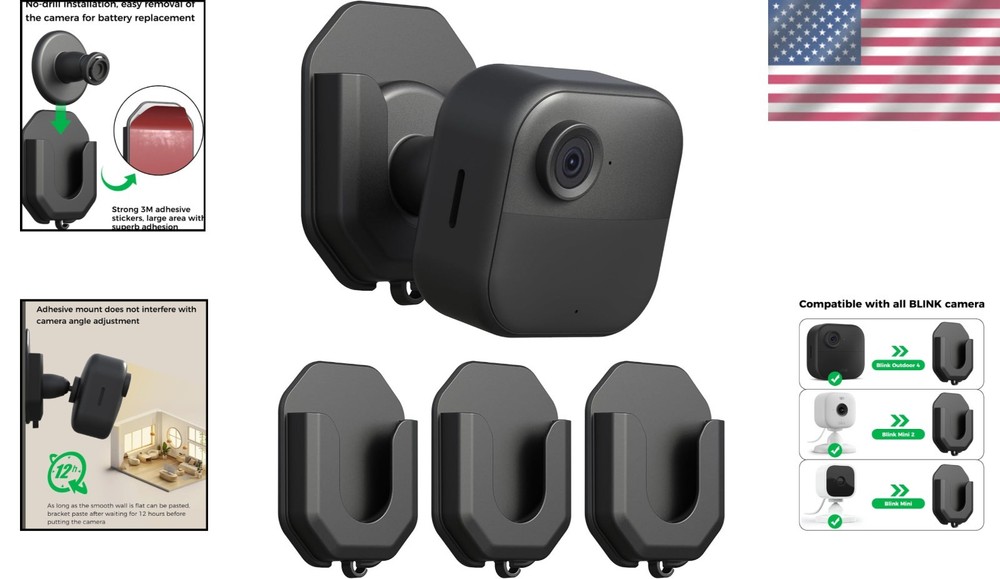 Effortless Camera Mounting: 3 Pack Blink No Drill Wall Brackets for All Models