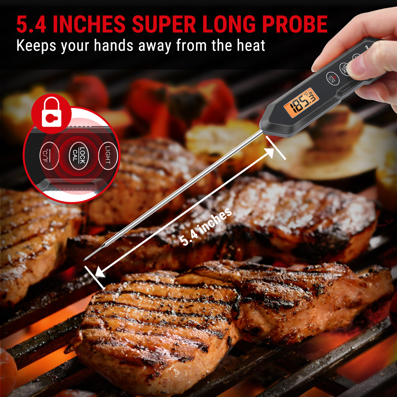 Themopro TP15HW 5.4 Long Probe Waterproof Instant Read Digital Meat Thermometer