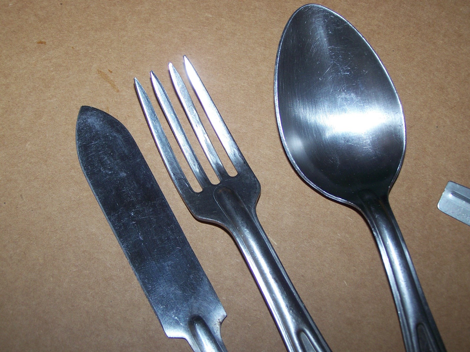 USGI Mess Knife Fork Spoon & P38 Can Opener for Military USMC Army Scout Vet USA