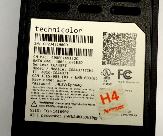 Technicolor Vantiva cable modem router WiFi 6 CGA437TTCH3