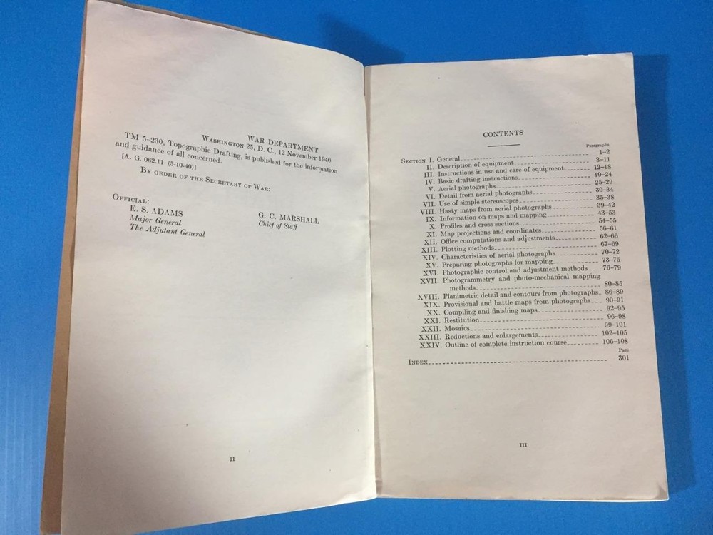 1940 TM 5-230 TOPOGRAPHIC DRAFTING INSTRUCTION Technical Book