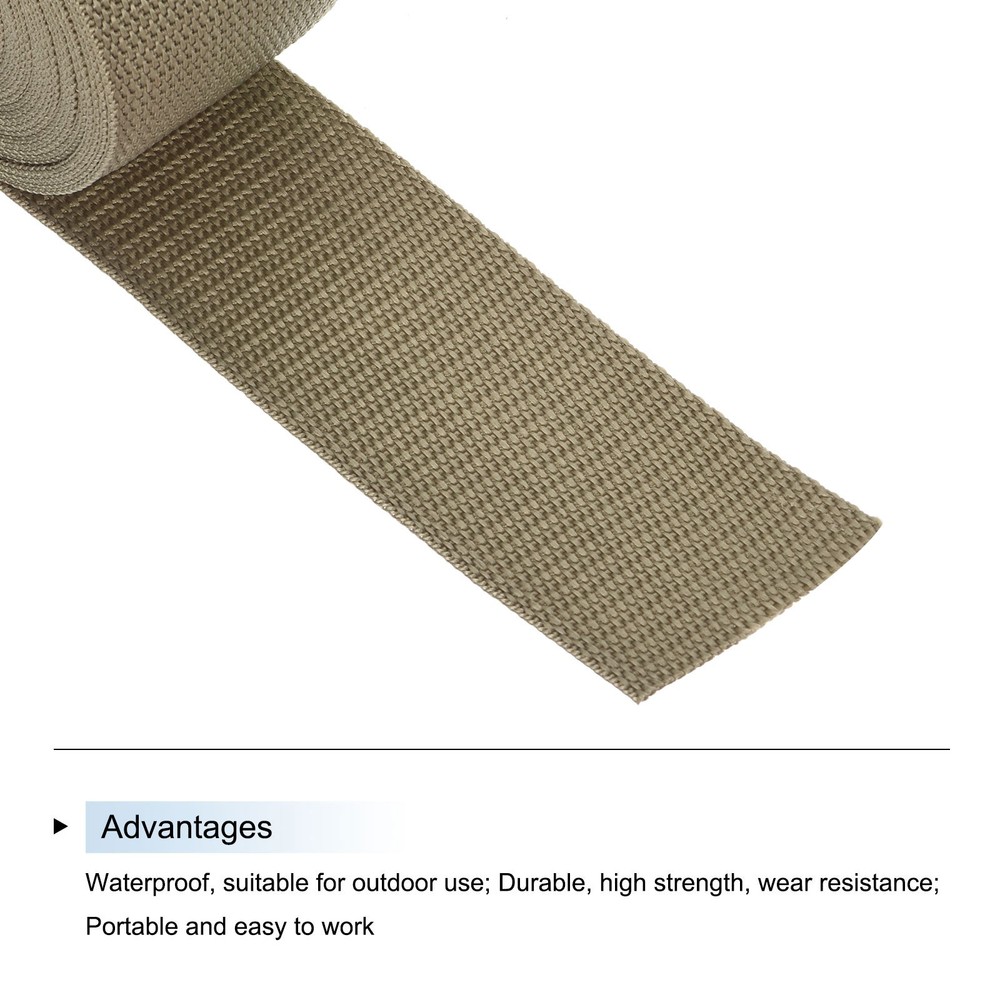 Lightweight Polypropylene Webbing Strap 2" 5 Yard Backpack Strapping Dark Khaki