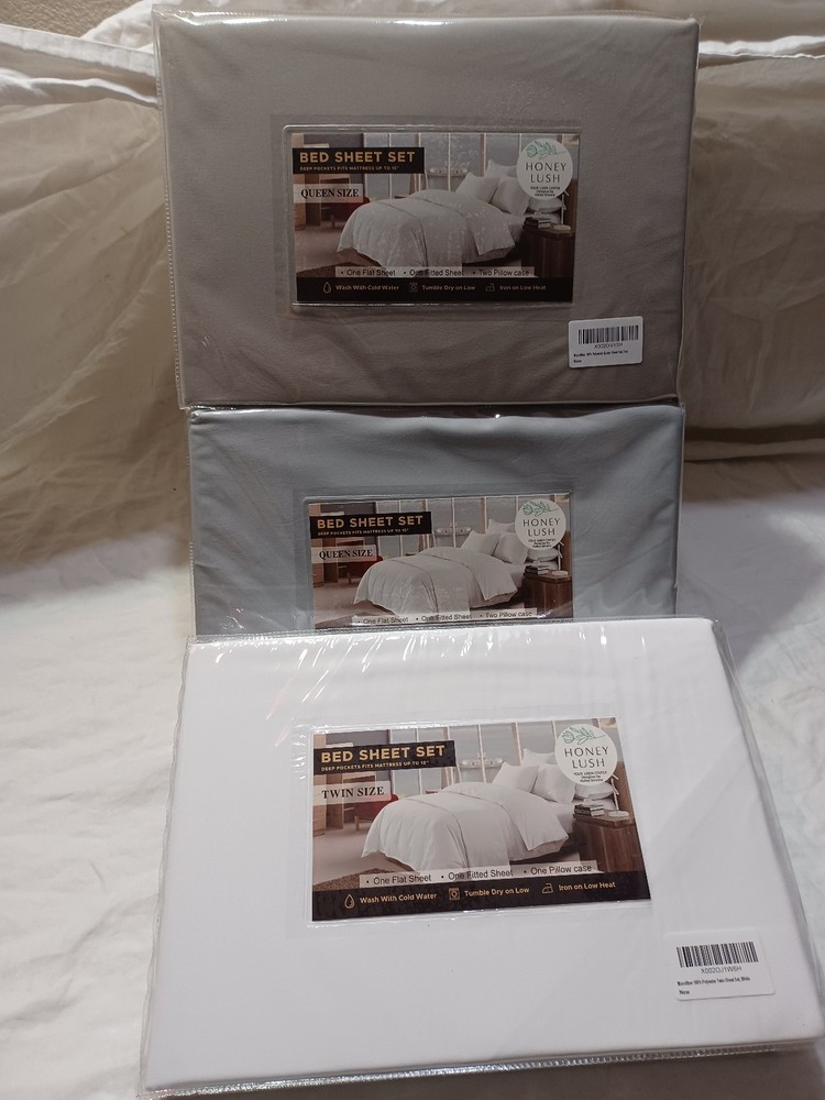 Microfiber 100% Polyester 4 piece Queen Sheet Set, Light Gray