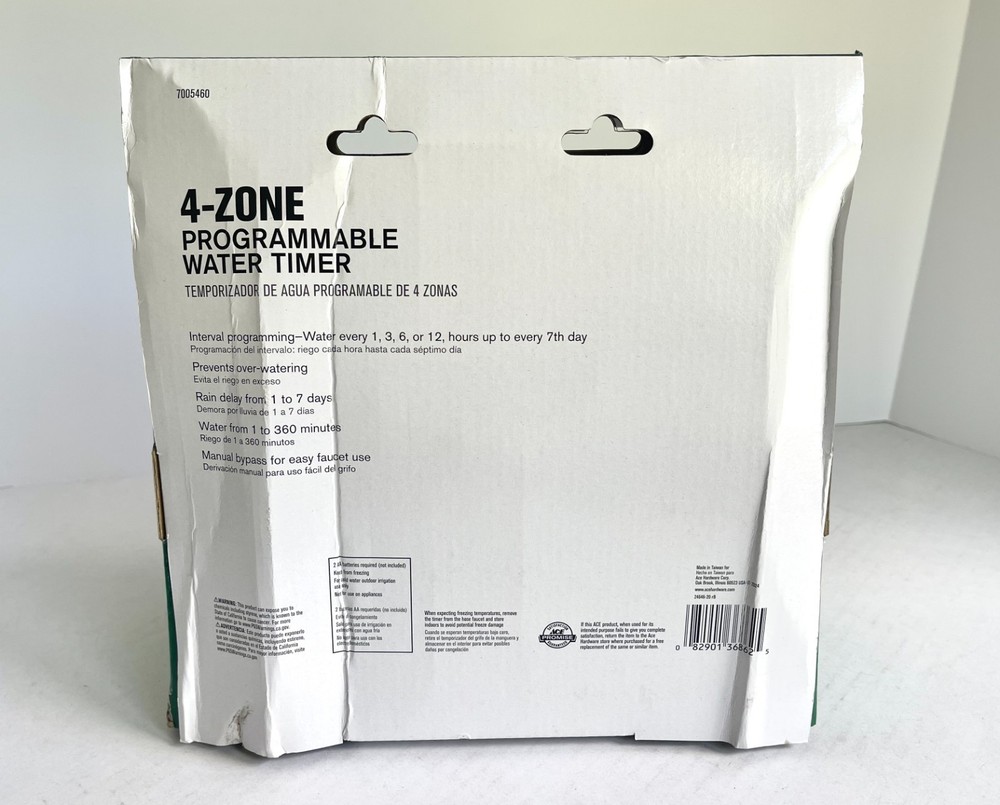 NEW - Ace 4-Zone Programmable Digital Water Hose Spigot Timer, 7005460