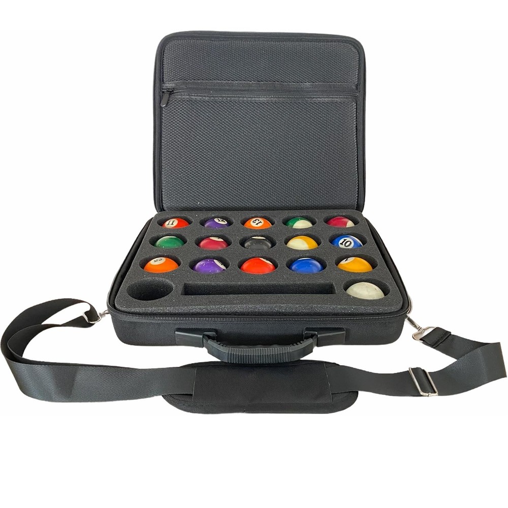 UISKOOPW Pool Balls Carrying Case, Hard Billiard Case with Rectangle, Black