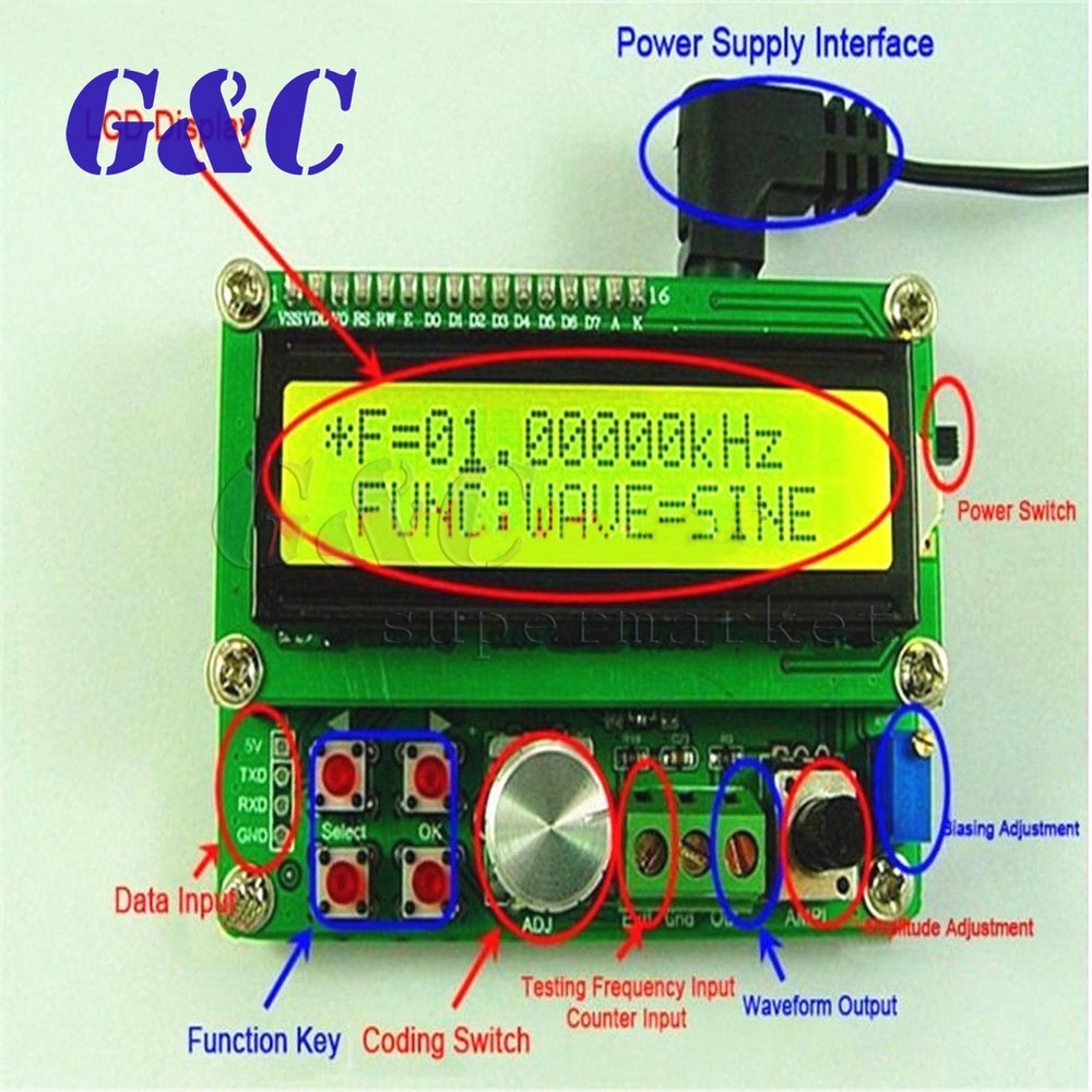 0.01Hz-5KHz DDS Function Signal Generator Module Custom Waveform Good quality