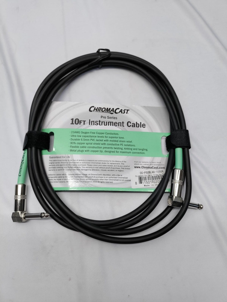 ChromaCast Pro Series 10’ Instrument Cable Angle/Angle Surf Green