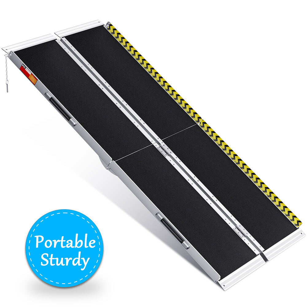 2-8ft Folding Aluminum Wheelchair Ramp Portable Mobility Scooter Non-Slip 600LBS