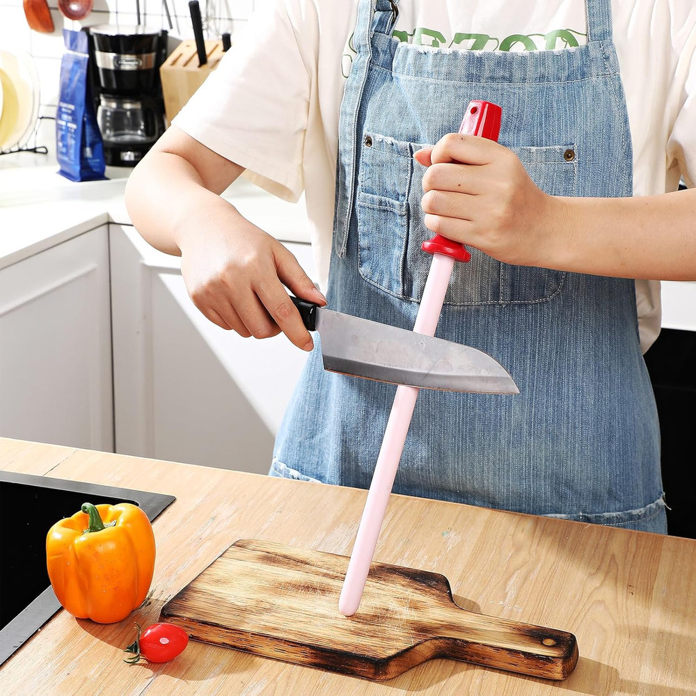 11 Inch Ceramic Sharpening Rod Lightweight Durable Knife Sharpener with Handle