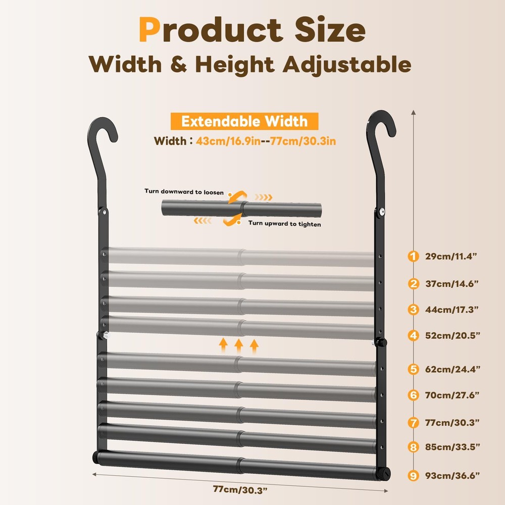 Wardrobe Rod Extender Adjustable Width and Height Wardrobe Hanging Organizer ...