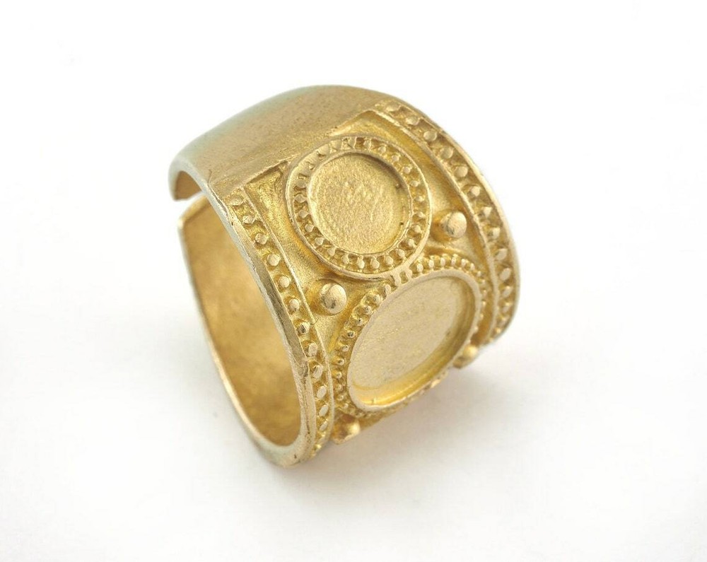 Ring Adjustable Ring Bezel - Raw brass (17mm 7US inner size - Adjustable ) 3374