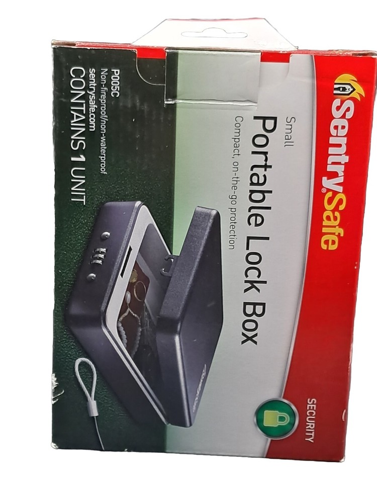 Sentry Safe Small Portable Security Lock Box Case Safe Combination P005C- New!