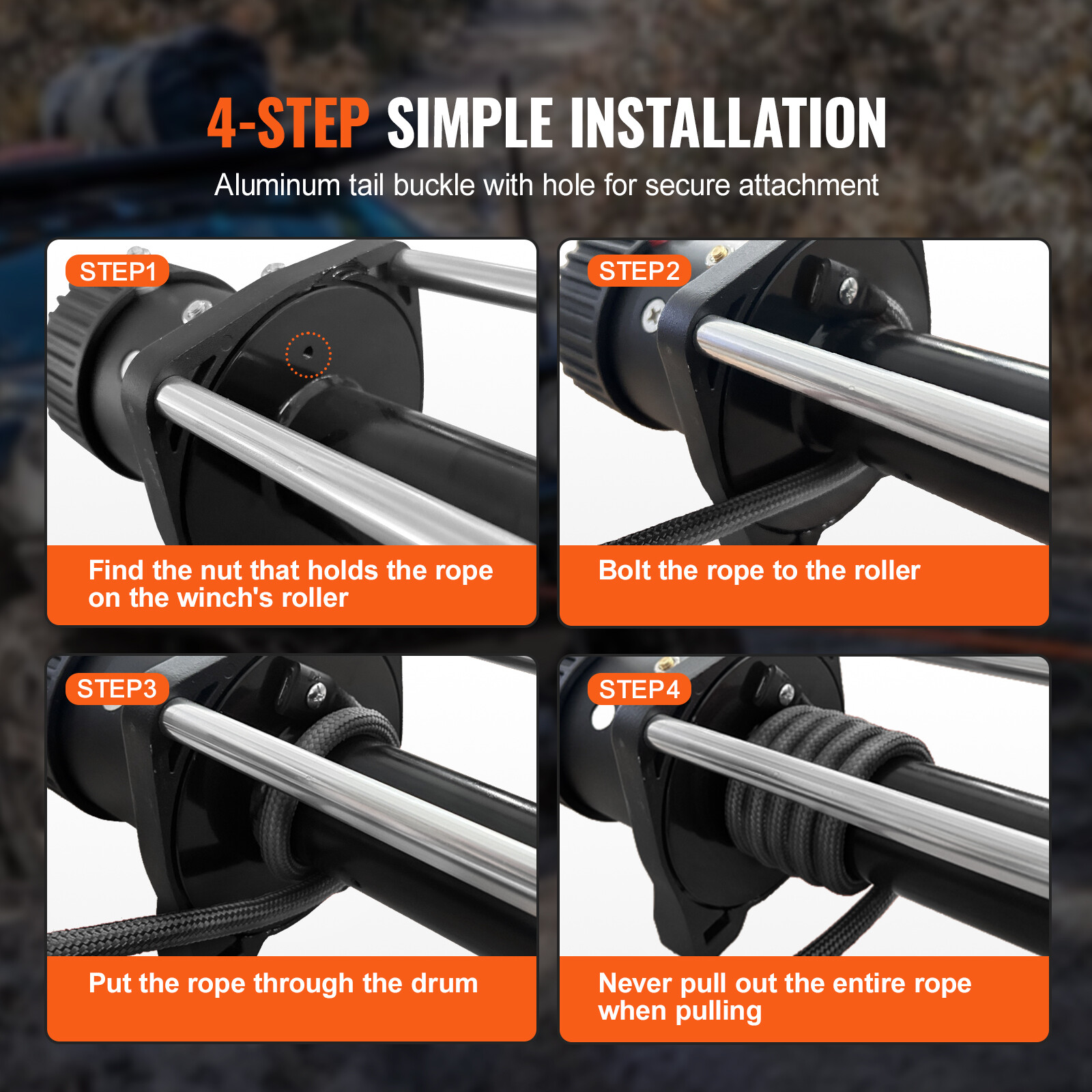 VEVOR Synthetic Winch Rope Winch Line Cable 1/4" x 50' 10000 lbs for ATV UTV