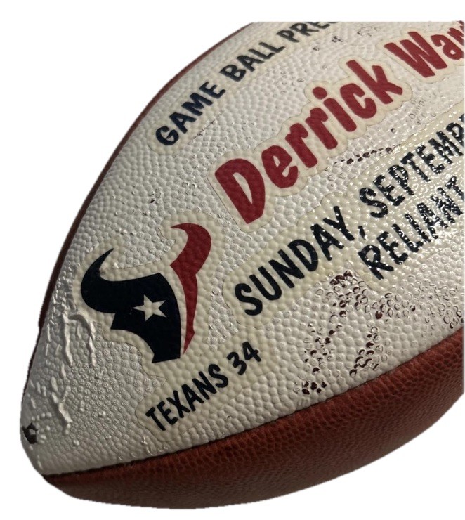 NFL Game Used Football Derrick Ward Texans vs Colts 9/12/2010 Wilson The Duke