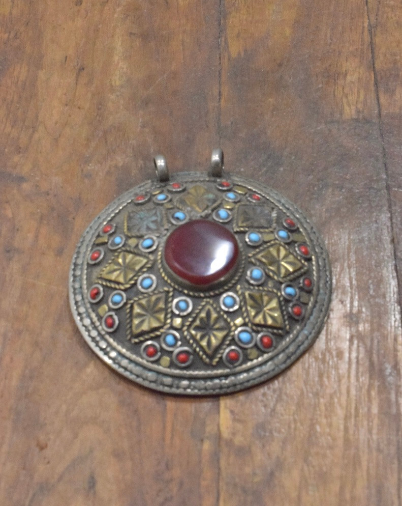 Middle Eastern Silver Carnelian Pendant