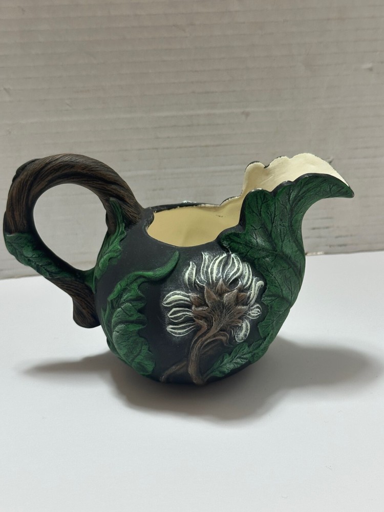 GOTHIC PITCHER MATTE FINISH CHALKWARE 4" H GREEN/BLACK