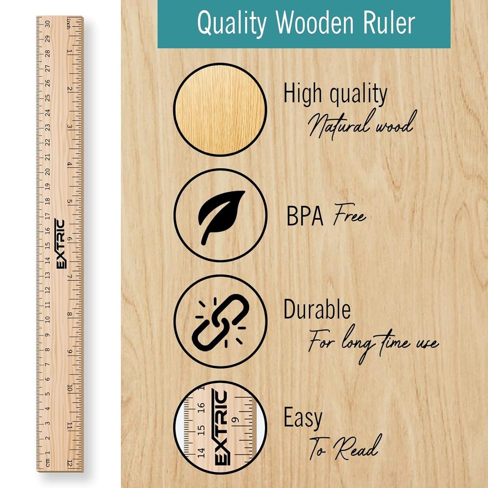 Wooden School Rulers Set