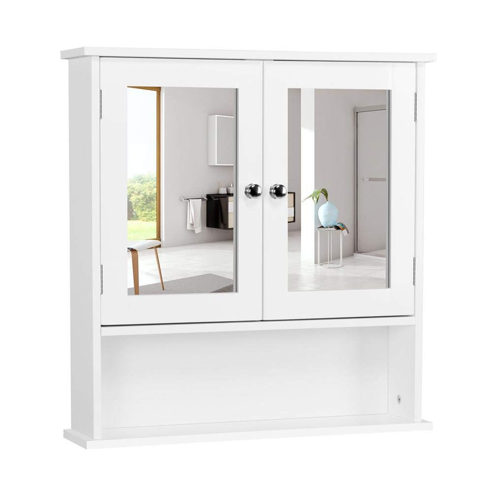 Bathroom Wall Mount Medicine Cabinet Storage Cabinet with 2 Mirror Door 3 Shelf