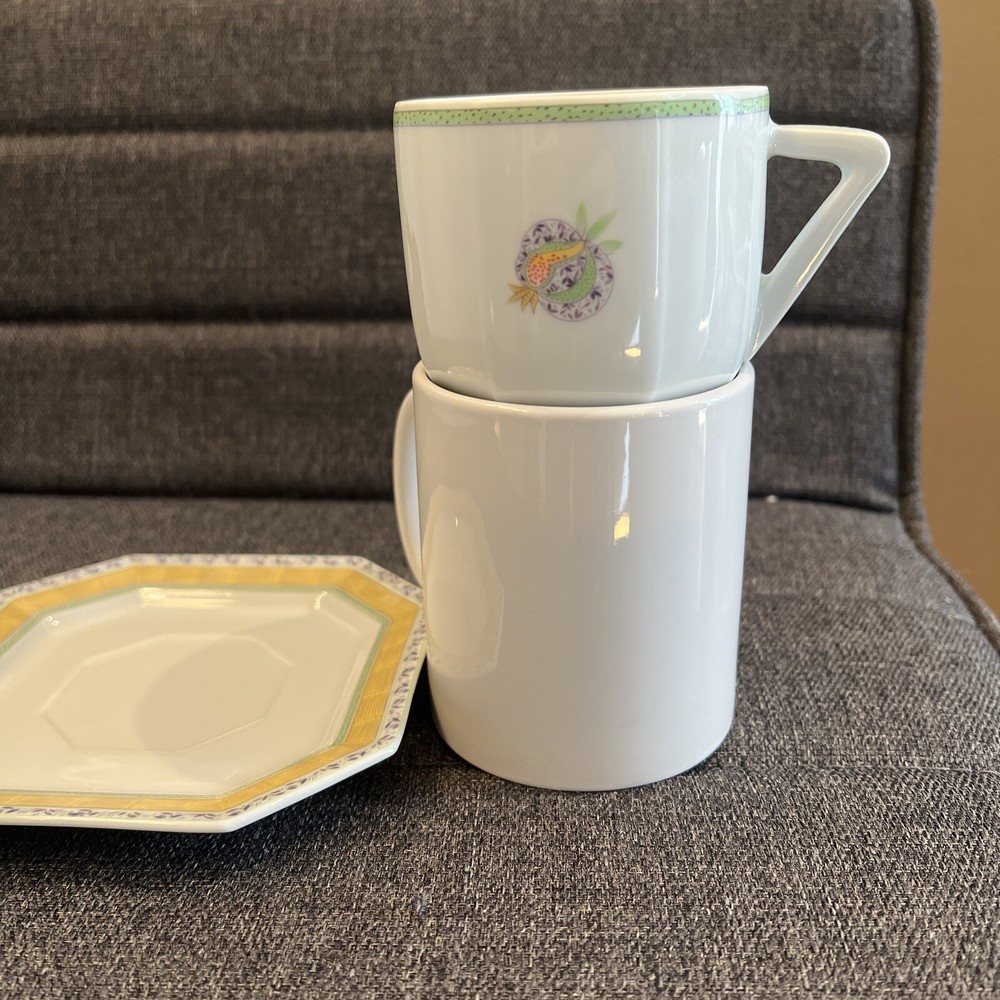 Bernardaud Limoges Cup and Saucer SET, Phuket pattern [REGULAR SIZE]