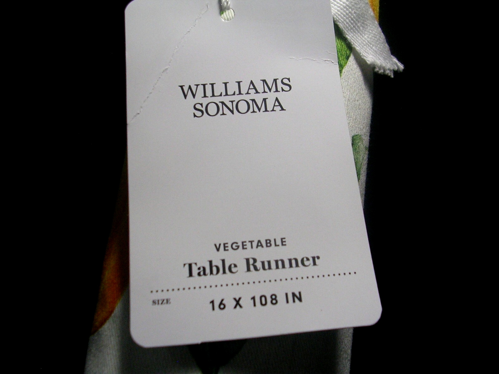 WILLIAMS SONOMA VEGETABLE TABLE RUNNER TWILL WEAVE COTTON 16X108 REVERSIBLE NWTG