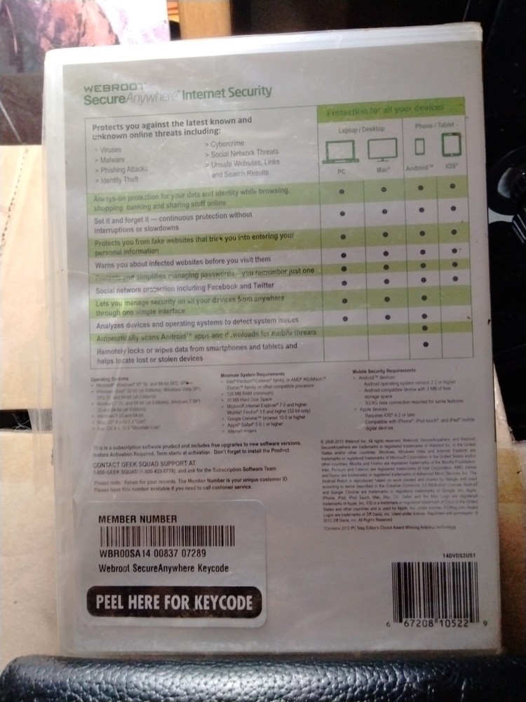 Webroot Secure Anywhere Internet Security Software