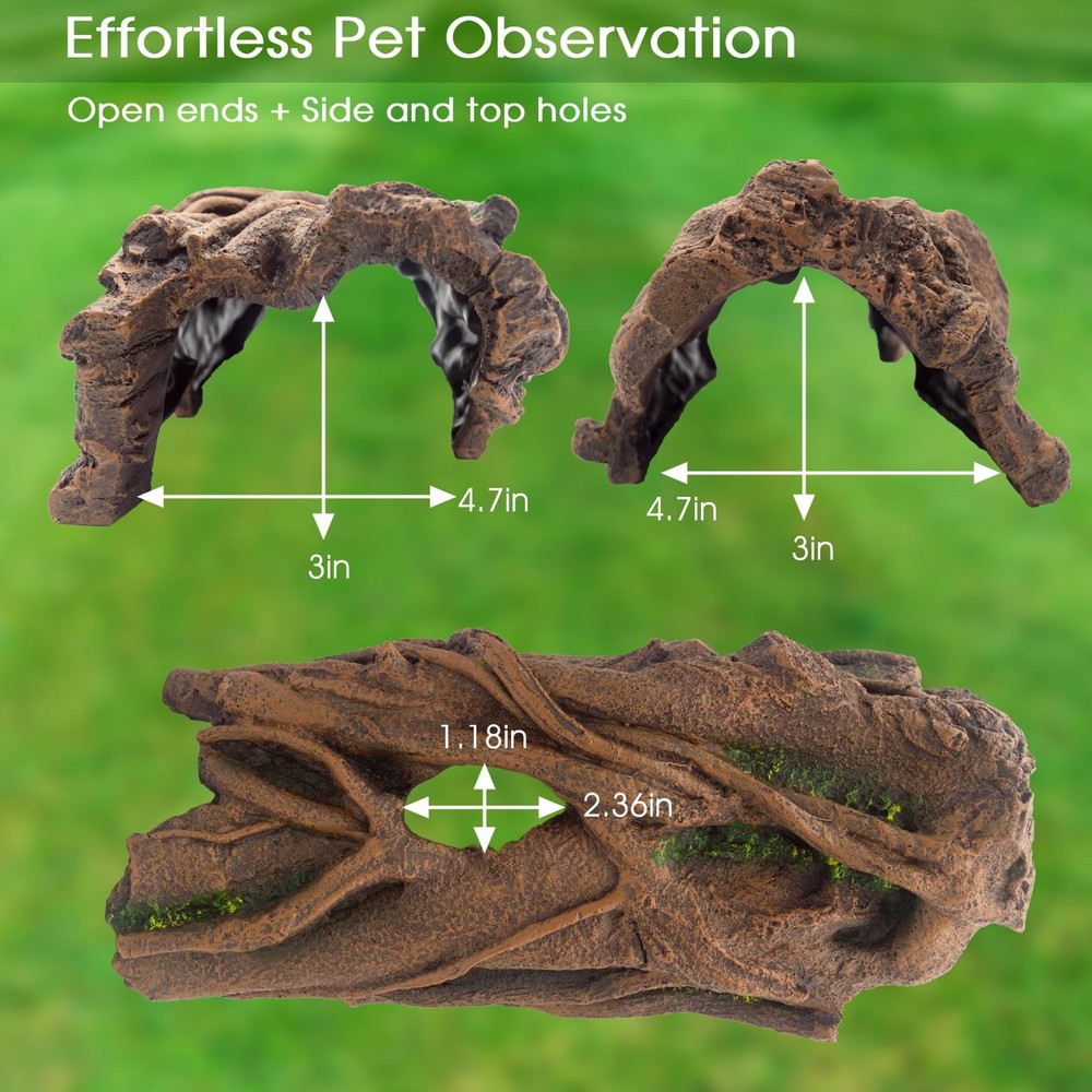 Lizard Snake or Reptile Hide, Large Hollow Log Snake Hideout for Ball Python ...